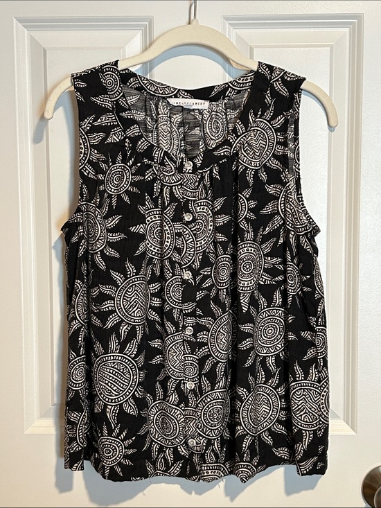 Jane and Delancey Tops - Jane + Delancey Sleeveless Black & Tan Sun Printed Tank Top Women's Size Small